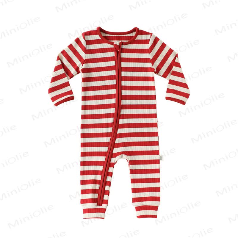 Baby Red White Stripe Onesie - Red Zipper - 18-24M - image 10