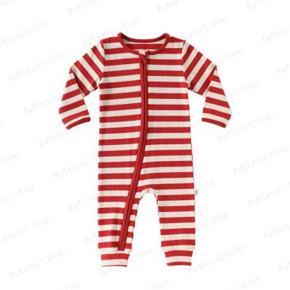 Baby Red White Stripe Onesie - Red Zipper - 18-24M - image 10