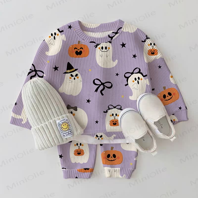 Baby Purple Ghost Pumpkin Waffle 2-piece Set - Purple - 2-3T - image 1
