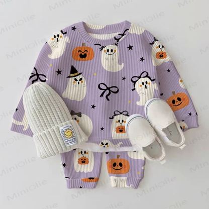 Baby Purple Ghost Pumpkin Waffle 2-piece Set - Purple - 2-3T - image 1