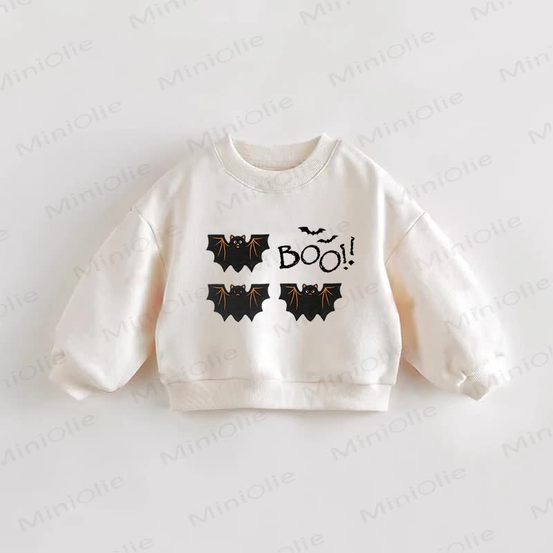 BOO Baby Toddler Bat Print Sweatshirt - Cream - 3-5T - image 1