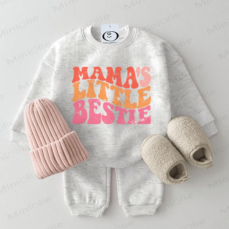 MAMA'S LITTLE BESTIE Baby Sweatshirt 2-piece Set - Grey - 2-3T - image 1