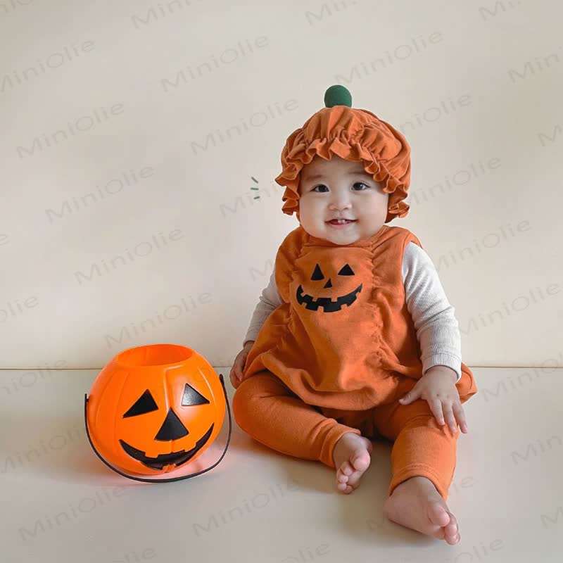 Baby Halloween Pumpkin Print Bodysuit or Solid Color Pants - image 1