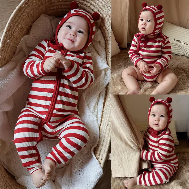 Baby Red White Stripe Onesie - image 2