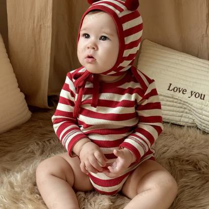 Baby Red White Stripe Onesie - image 4