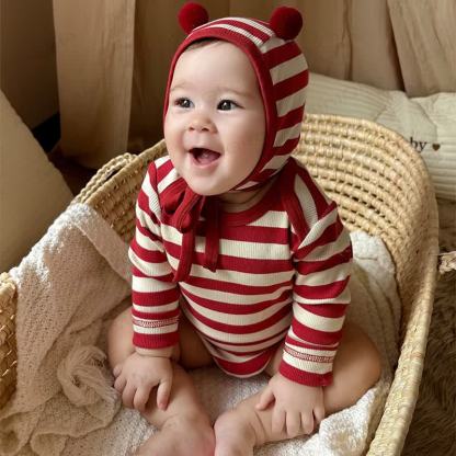 Baby Red White Stripe Onesie - image 6