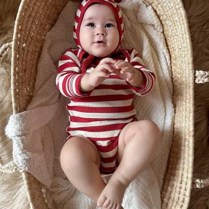 Baby Red White Stripe Onesie - image 8