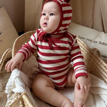 Baby Red White Stripe Onesie - image 7
