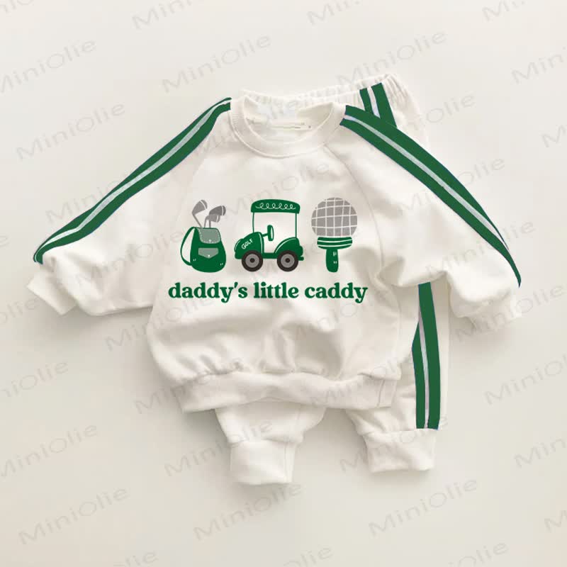 DADDY'S LITTLE CADDY Baby Toddler Golf Green Striped 2-piece Set - White&Green - 3-5T - image 1