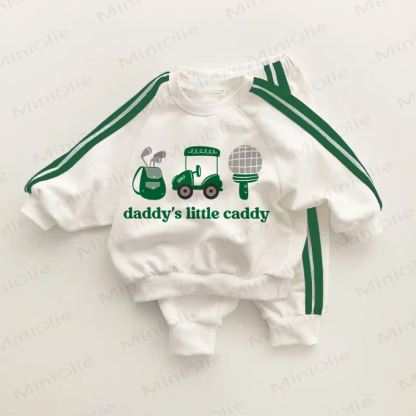 DADDY'S LITTLE CADDY Baby Toddler Golf Green Striped 2-piece Set - White&Green - 3-5T - image 1