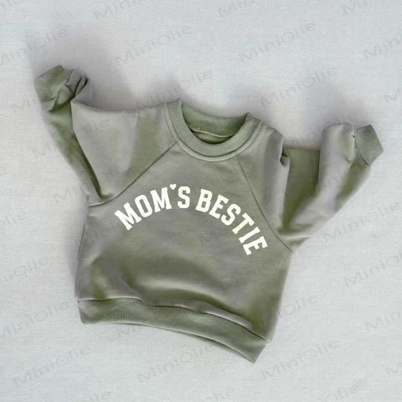 MOM'S BESTIE Baby Toddler Grey Green Sweatshirt - Grey Green - 3-5T - image 1