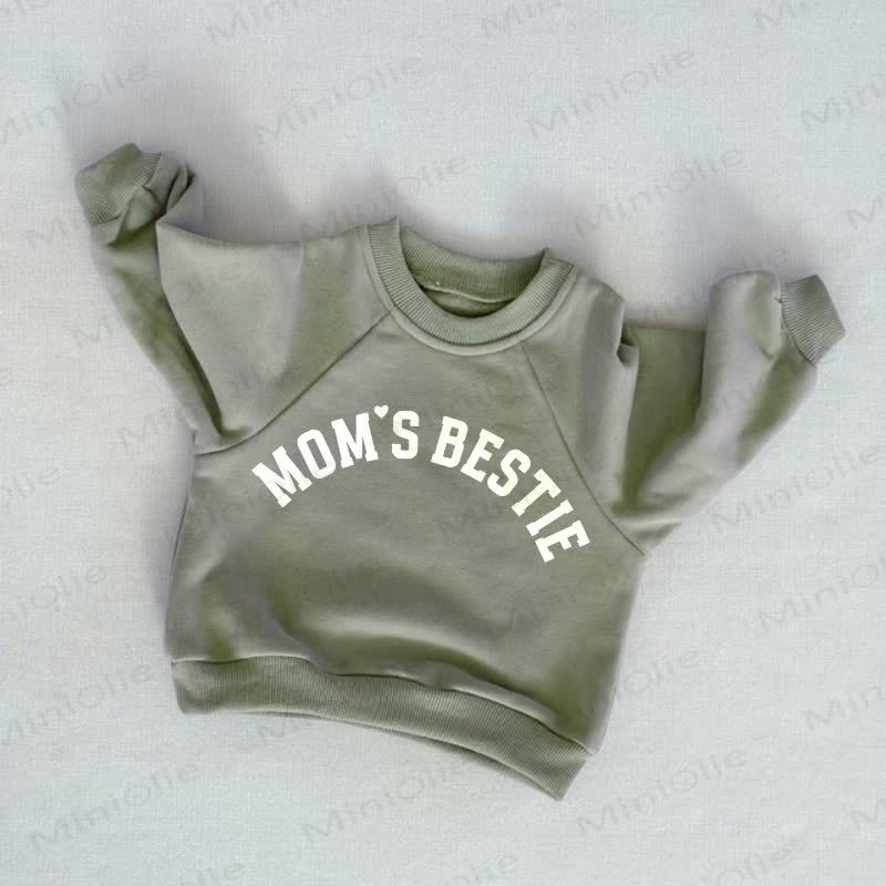 MOM'S BESTIE Baby Toddler Grey Green Sweatshirt - Grey Green - 3-5T - image 1