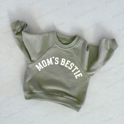 MOM'S BESTIE Baby Toddler Grey Green Sweatshirt - Grey Green - 3-5T - image 1