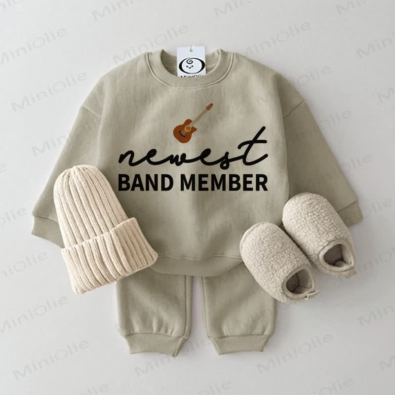NEWEST BAND MEMBER Baby Guitar Sweatshirt 2-piece Set - Grey Green - 2-3T - image 2