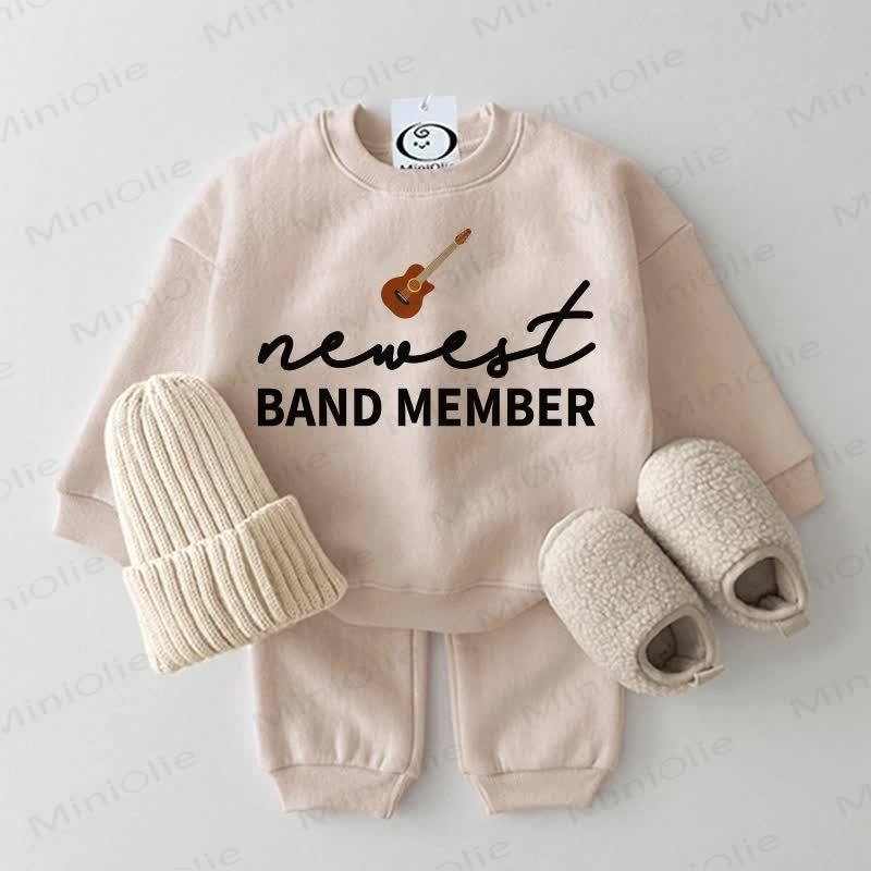 NEWEST BAND MEMBER Baby Guitar Sweatshirt 2-piece Set - Beige - 2-3T - image 1