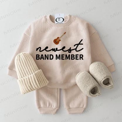 NEWEST BAND MEMBER Baby Guitar Sweatshirt 2-piece Set - Beige - 2-3T - image 1