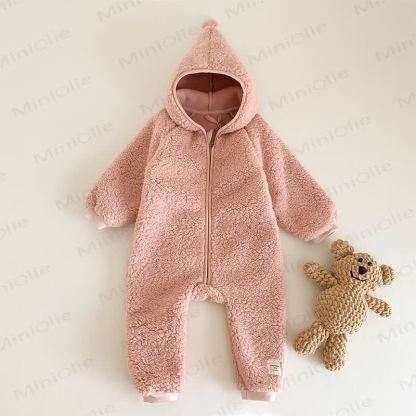 Baby Fleece Hooded Zip Romper - Pink - 2-3T - image 4