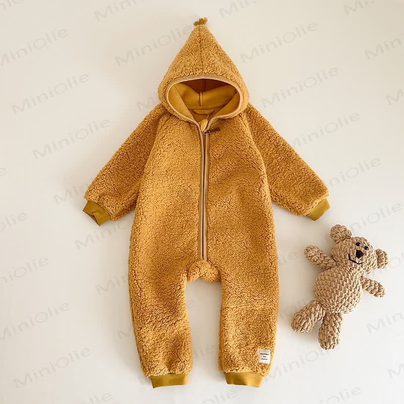 Baby Fleece Hooded Zip Romper - Yellow - 2-3T - image 6