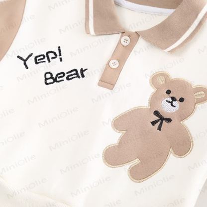 YEP! BEAR Toddler Boy Colorblock Polo Sweatshirt and Pants 2-piece Set - image 7