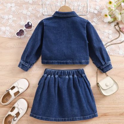 Toddler Girl Denim Jacket and Skirt 2-piece Set - image 2