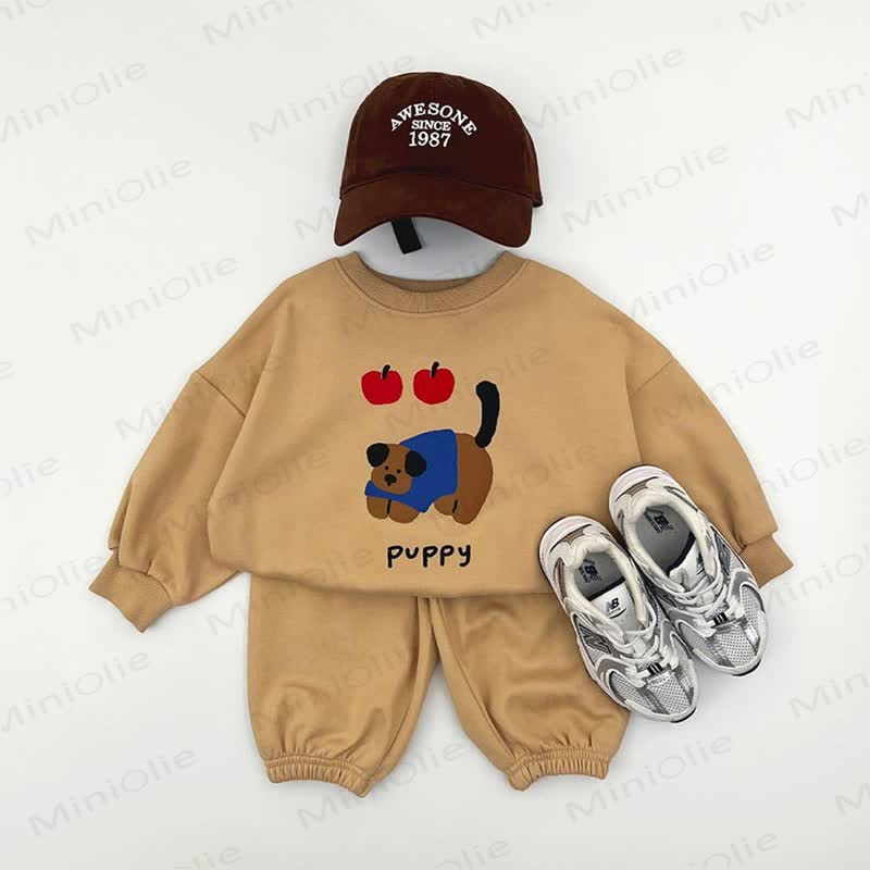 Toddler Aniaml Print Sweatshirt and Jogger 2-piece Set - Brown - 4-5T - image 2