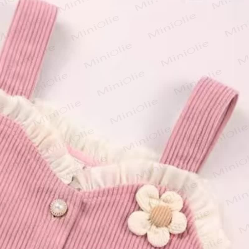 Toddler Baby Girl Floral Corduroy Ruffle 3-piece Set - image 3