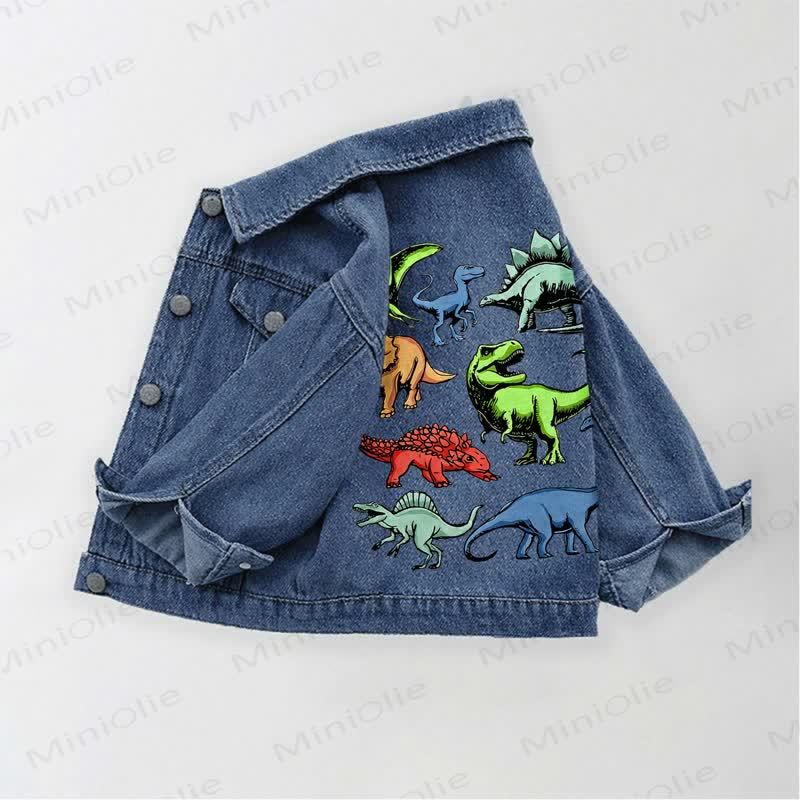 Toddler Kid Boys Dinosaur Jurassic Denim Jacket - Blue - 10-11T - image 1