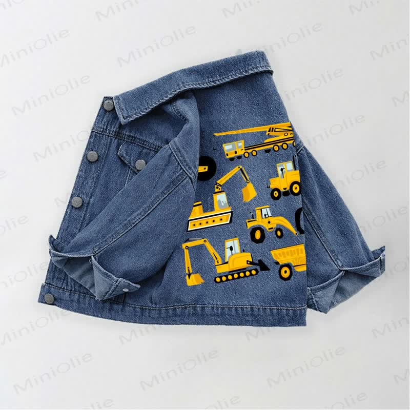 Construction Vehicles Excavator Toddler Kid Denim Jacket - image 2