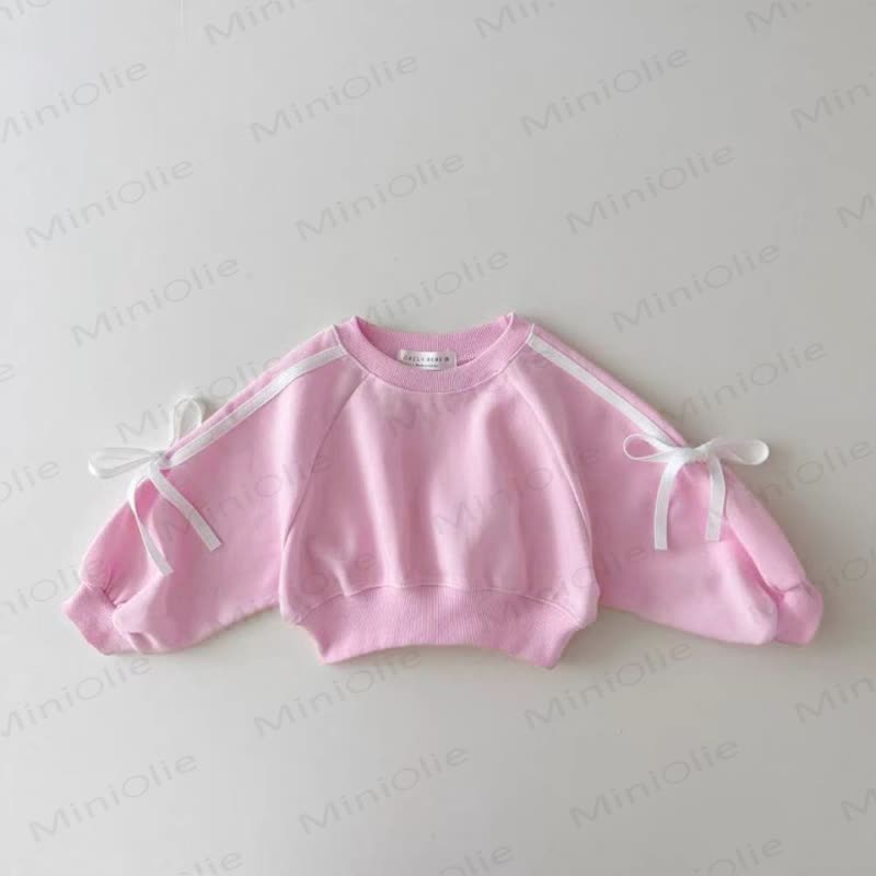 Baby Girl Bow Trim Sweatshirt and Pants 2-piece Set - image 2