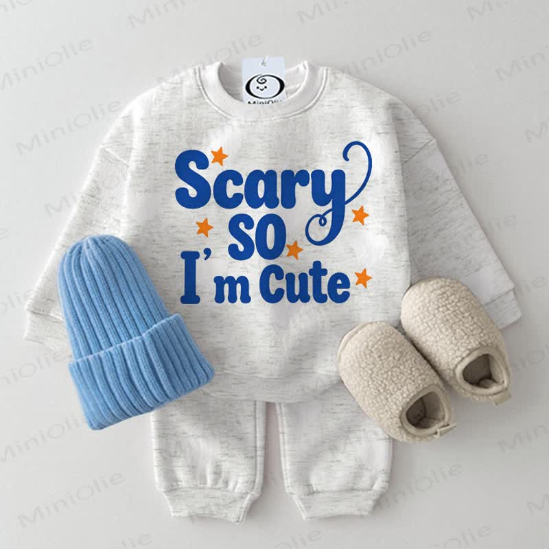 SCARY SO I'M CUTE Baby Sweatshirt Star Print 2-piece Set - Grey - 2-3T - image 1