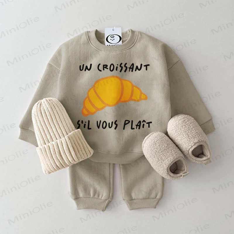 UN CROISSANT S'IL VOUS PLAÎT Baby Grey Green Sweatshirt 2-piece Set - Grey Green - 2-3T - image 1