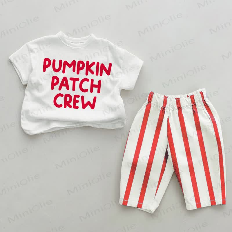 PUMPKIN PATCH CREW Baby Red Vertical Striped 2-piece Set - White&Red - 4-5T - image 1
