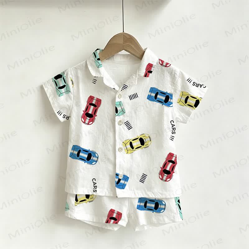Toddler Boys Cars Print Shirt and Shorts 2-piece Set - image 2