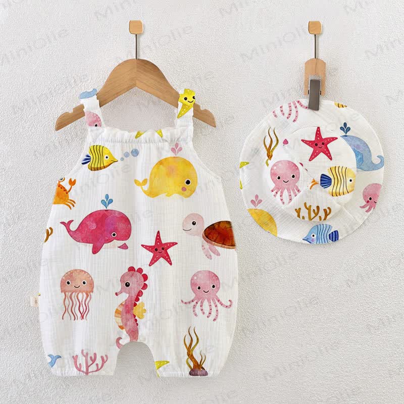 Baby Marine Animals Romper with Hat - image 2