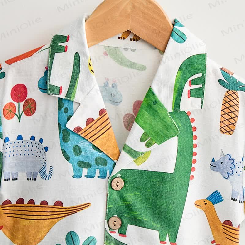 Toddler Boys Dinosaur Print Shirt and Shorts 2-piece Set - image 3