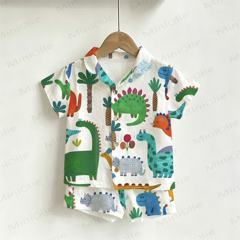 Toddler Boys Dinosaur Print Shirt and Shorts 2-piece Set - image 2