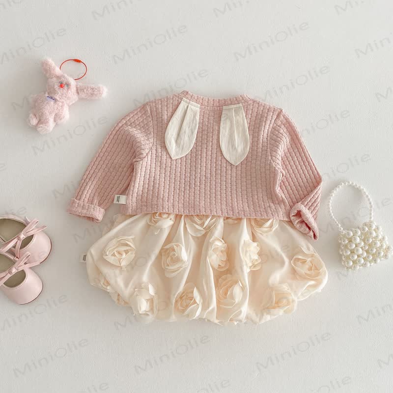 Baby Toddler Girl Rose Dress and Cardigan Outfit - image 4