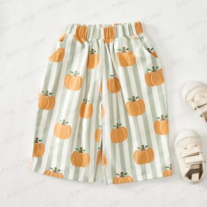Baby Green Striped Pumpkin Print Pants - image 2