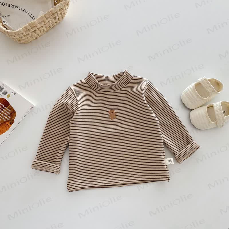 Baby Toddler Embroidered Top - Coffee Stripe - 4-5T - image 9