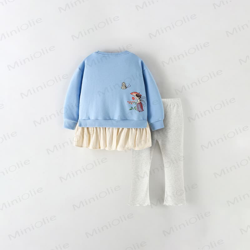 Toddler Girl Blue Peplum Sweatshirt and Pants 2-piece Set - image 3