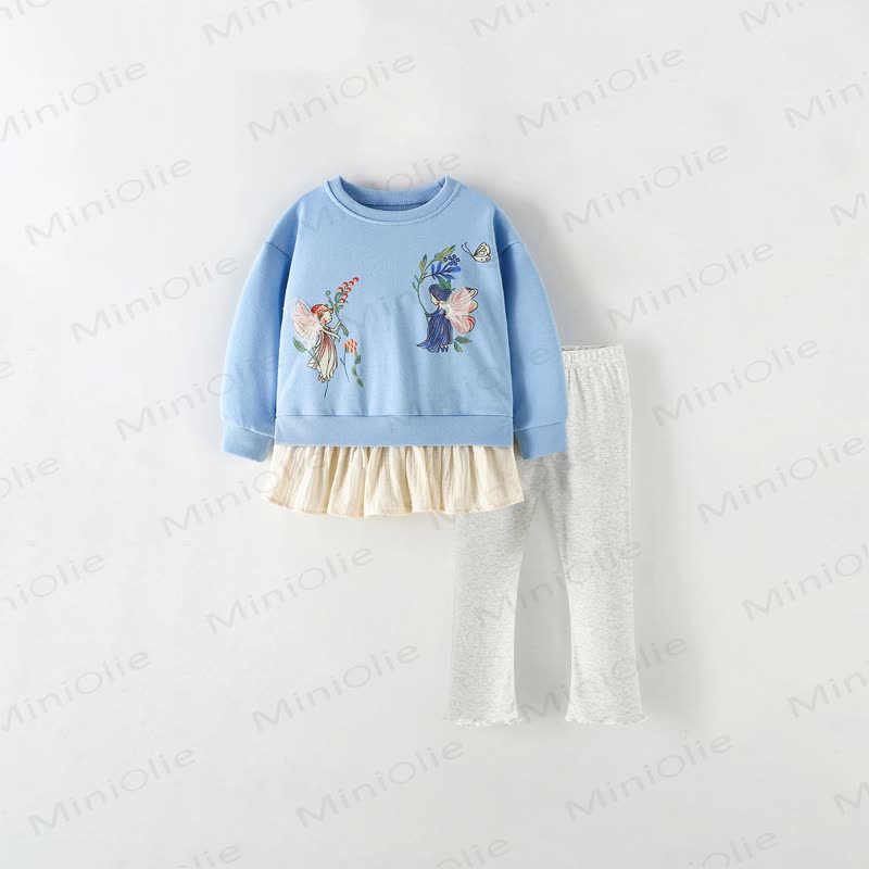 Toddler Girl Blue Peplum Sweatshirt and Pants 2-piece Set - Blue - 10-11T - image 2