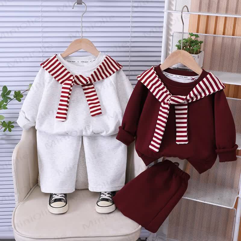 Toddler Striped Shawl Sweatshirt and Pants 2-piece Set - image 1