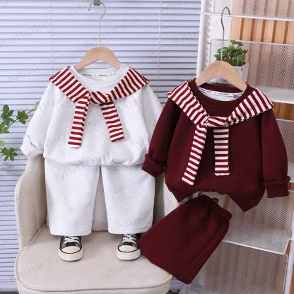 Toddler Striped Shawl Sweatshirt and Pants 2-piece Set - image 1