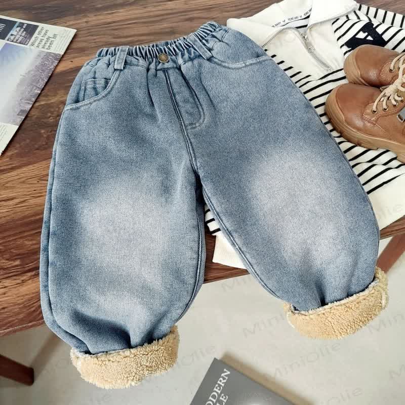 Toddler Puppy Embroidered Sherpa Denim Pants - image 2