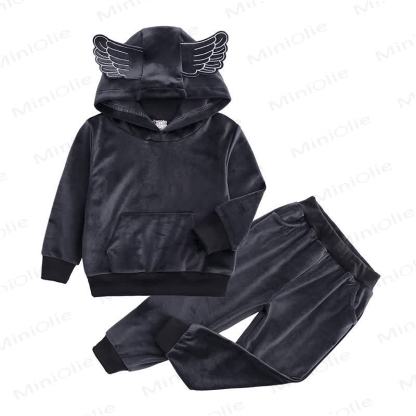 Toddler Velour Contrast Hoodie and Jogger 2-piece Set - Gray Wing - 8-9T - image 18