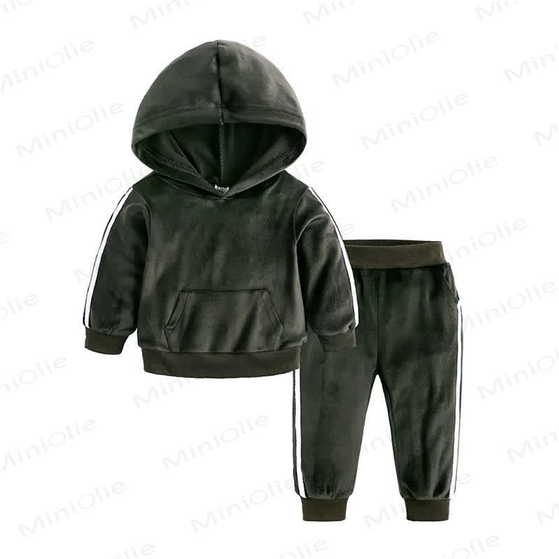 Toddler Velour Contrast Hoodie and Jogger 2-piece Set - Green - 8-9T - image 20