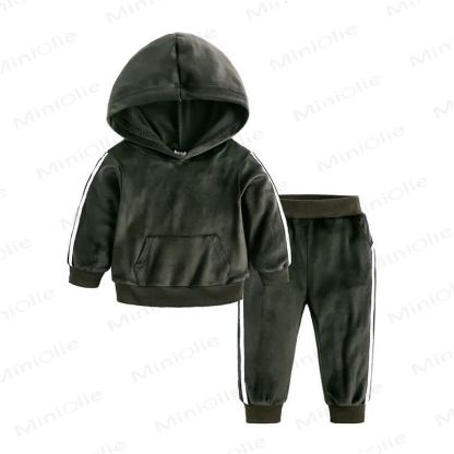 Toddler Velour Contrast Hoodie and Jogger 2-piece Set - Green - 8-9T - image 20