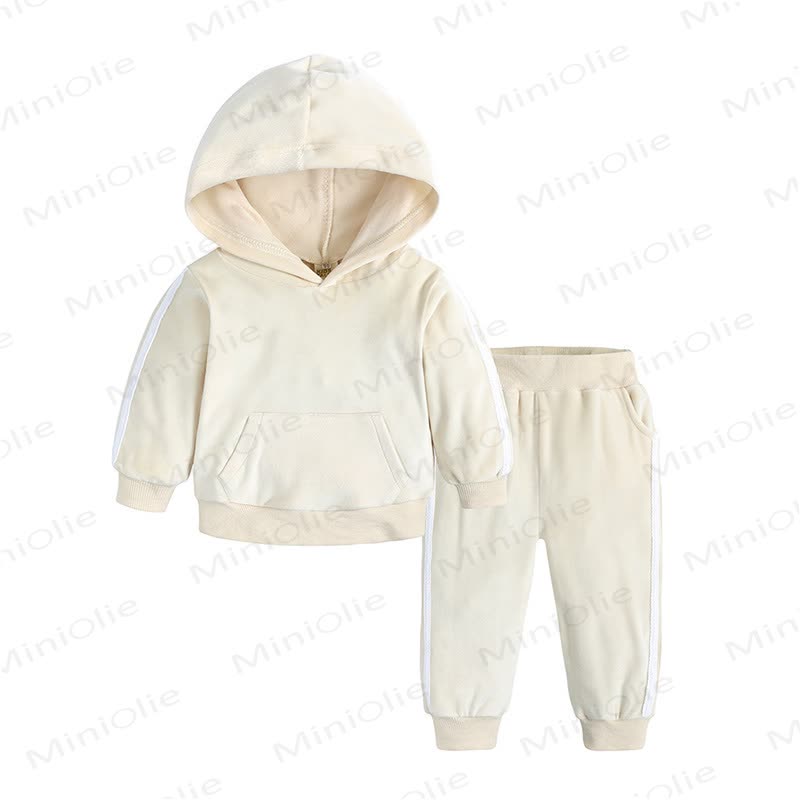 Toddler Velour Contrast Hoodie and Jogger 2-piece Set - White - 8-9T - image 22