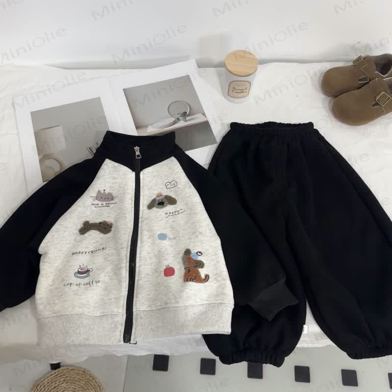 Toddler Cartoon Print Zip Jacket and Pants 2-piece Set - image 2