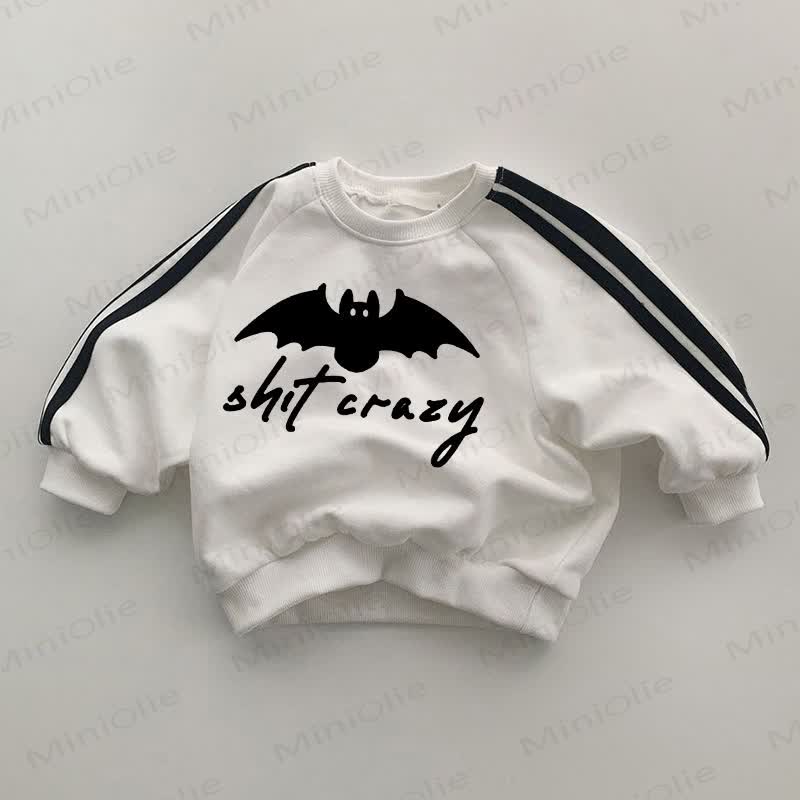CRAZY Baby Bat Print White Sweatshirt - White - 2-3T - image 1